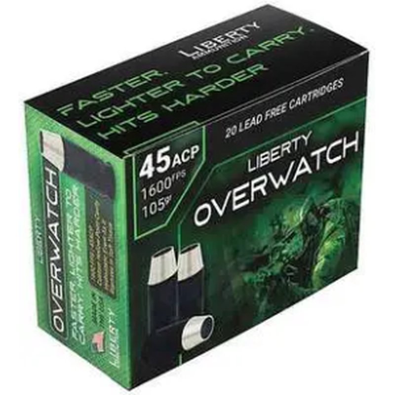 Liberty Ammunition OverWatch .45 ACP 105gr Hollow Point Nickel-Plated Brass