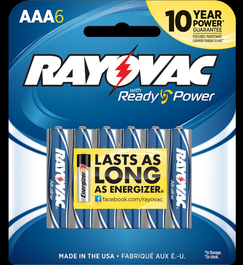 Rayovac High Energy AAA Alkaline Battery 1.5V 2700mAh 6-Pack 8246T