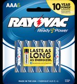 Rayovac High Energy AAA Alkaline Battery 1.5V 2700mAh 6-Pack 8246T