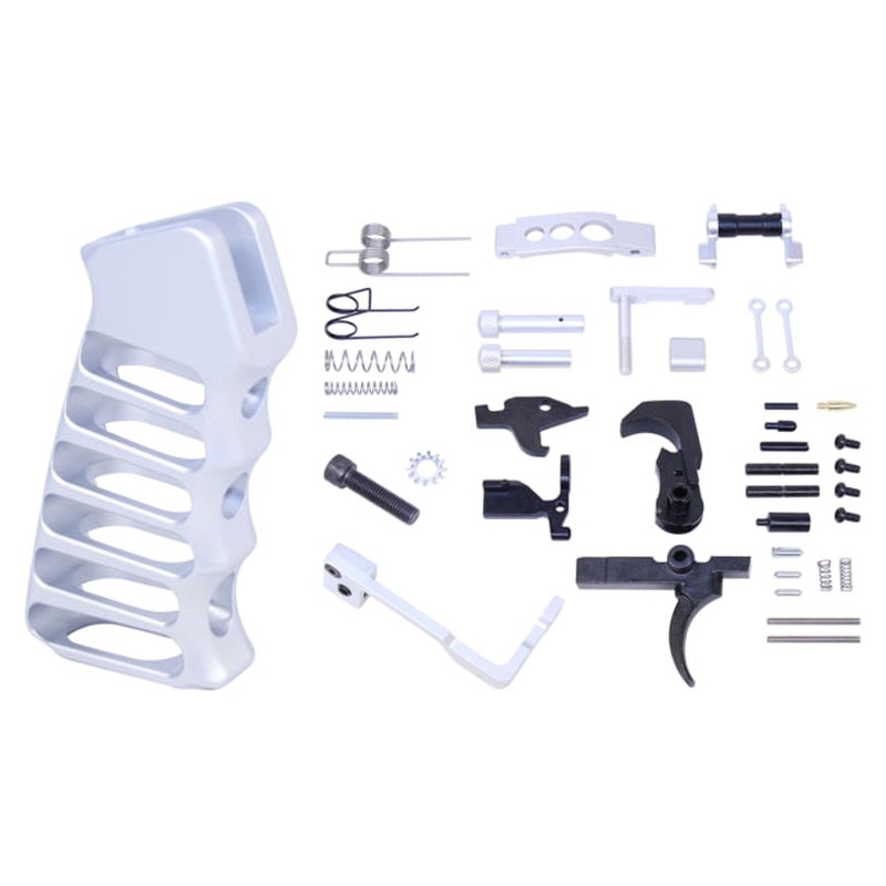 Guntec USA AR-15 Enhanced Lower Parts Kit w/ Upgrades & Skeletonized Aluminum Pistol Grip