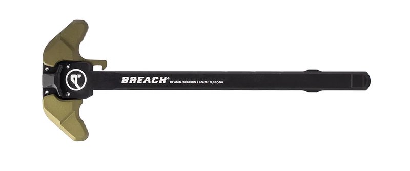Aero Precision AR15 Breach Ambi Charging Handle with Small Lever - Black/OD Green
