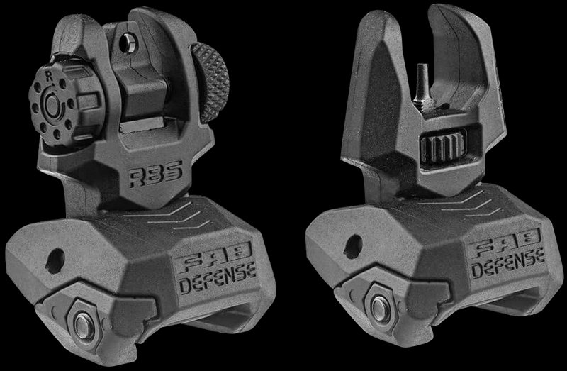 FAB DEFENSE FXFRBS Front and Rear Folding Back-Up Sights AR-15 M4 M16 Black