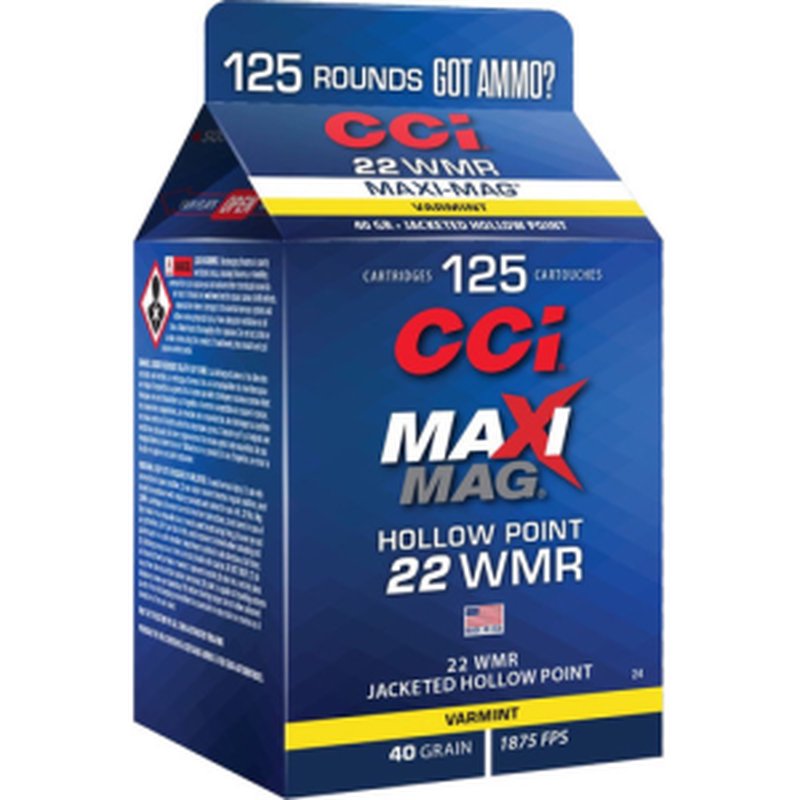 CCI 920CC 22 WMR 40 Grain Jacketed Hollow Point Ammo 125 Rounds