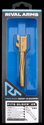 Rival Arms Precision V1 Glock 48 9mm Match Grade Barrel Gold PVD
