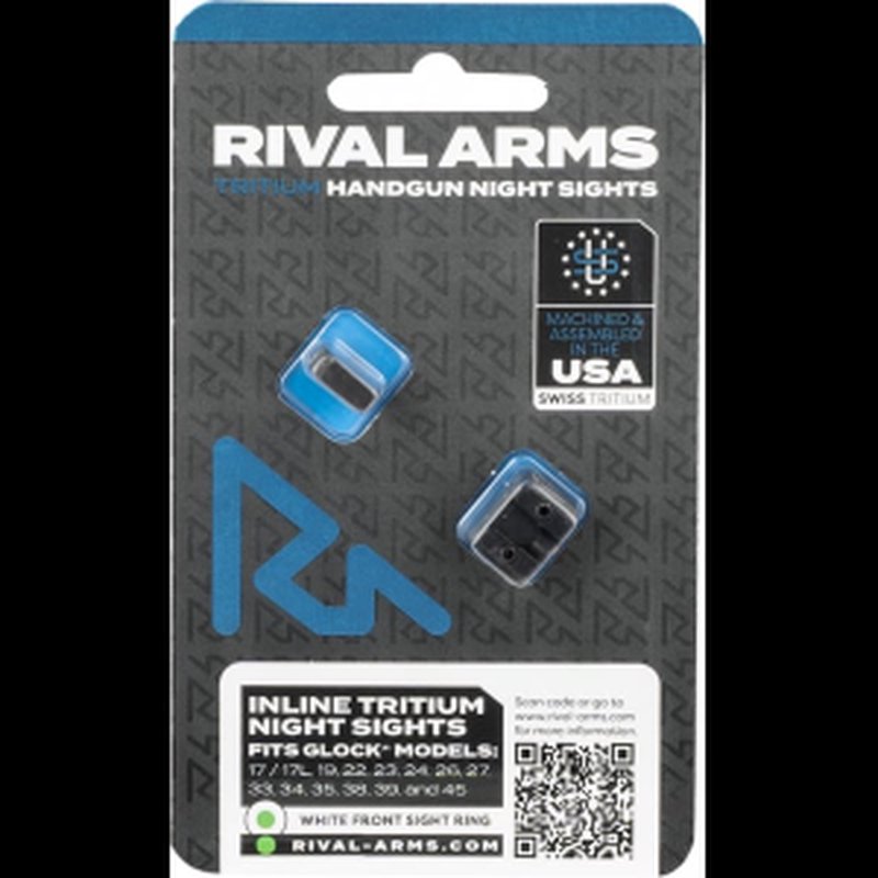 Rival Arms Tritium Night Sights For Glock 17/19 MOS LOW Inline White Dot - RA4B231G