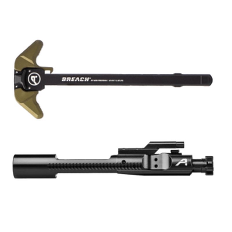 Aero Precision AR15 BREACH Ambi Charging Handle with Large Lever - Black/OD Green, 5.56 Black Nitride BCG Bundle - APSL100373G