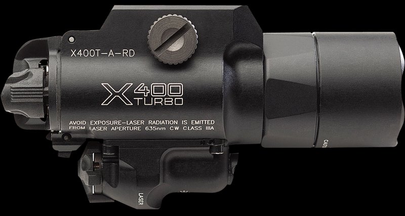 SureFire X400 Turbo Weapon Light with Red Laser X400T-A-RD 650 Lumens 66,000 Candela