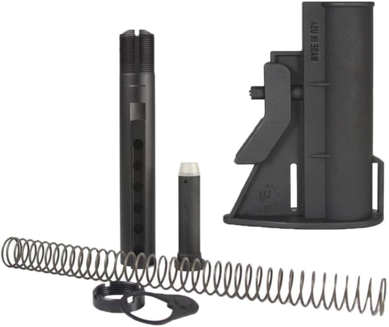 JE Machine Tech AR-10/15 Mil-Spec 4 Position Micro Buttstock Combo PS-ST9B+PS-BTM Combo Color: Black, Gun Model: AR-10, AR-15, M4