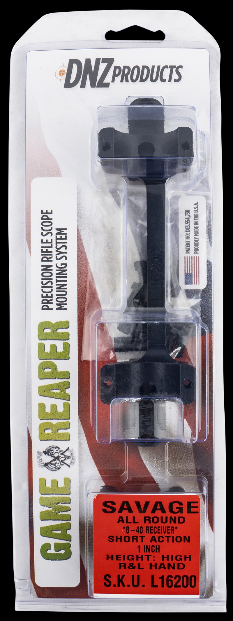 DNZ L16200 Game Reaper Savage Scope Mount Ring Combo Matte Black