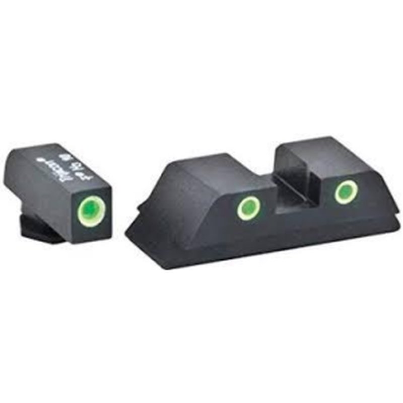 Green Tritium 3-Dot Front/Rear Sight Set w/ White Outlines for Glock Gen 5