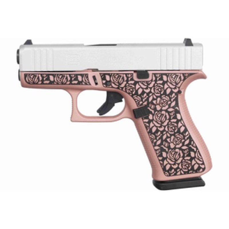 Glock G43X 9mm Pistol Rose Engraving Silver