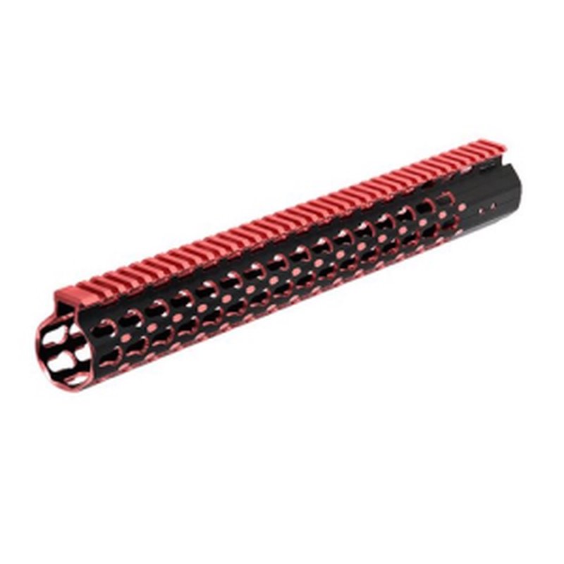 LEAPERS UTG PRO Keymod AR15 15" Super Slim Rail, Blk & Red