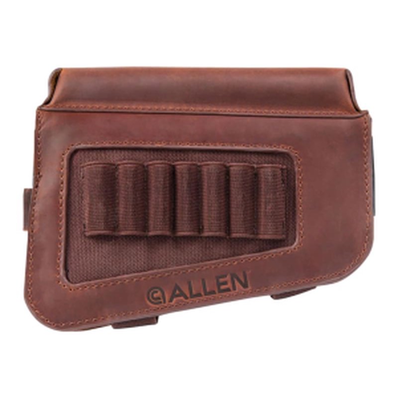 Allen 8519 Westcliff Buttstock Cartridge Carrier 7rd Capacity Leather Rifle Buttstock Mount Features Raised Cheek Piece