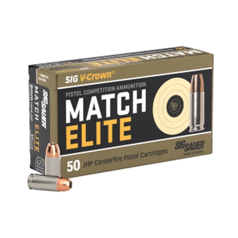 Sig Sauer Elite V-Crown Competition 9mm 115gr JHP Ammunition, 50 Rounds E9MMA1-COMP-50