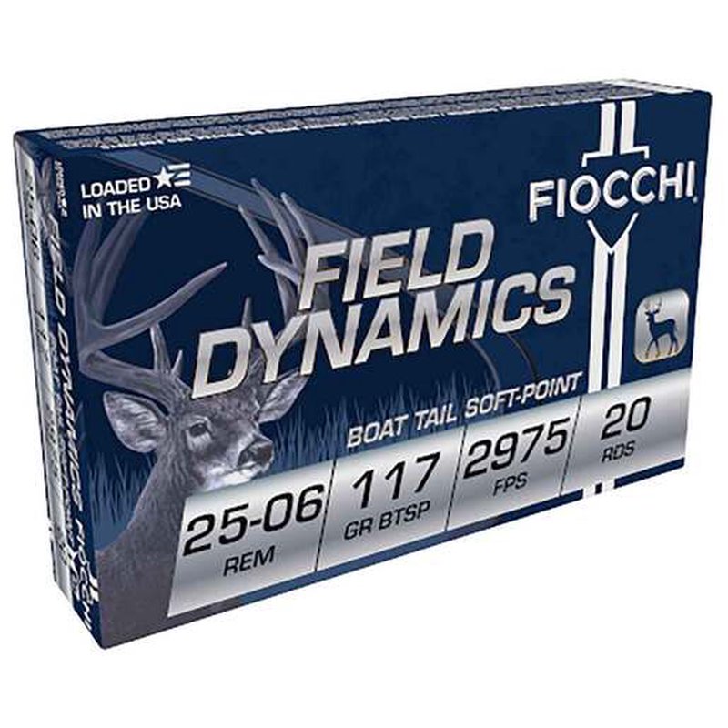 Fiocchi Field Dynamics 25-06 Remington 117gr BTSP Rifle Ammo (20 Rounds)