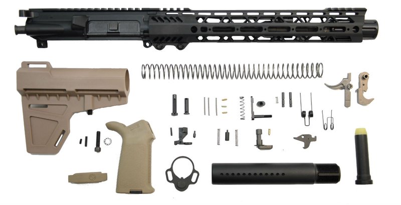 PSA 10.5" 5.56 NATO 1:7 12" Slant M-LOK MOE EPT Shockwave Pistol Kit, Flat Dark Earth