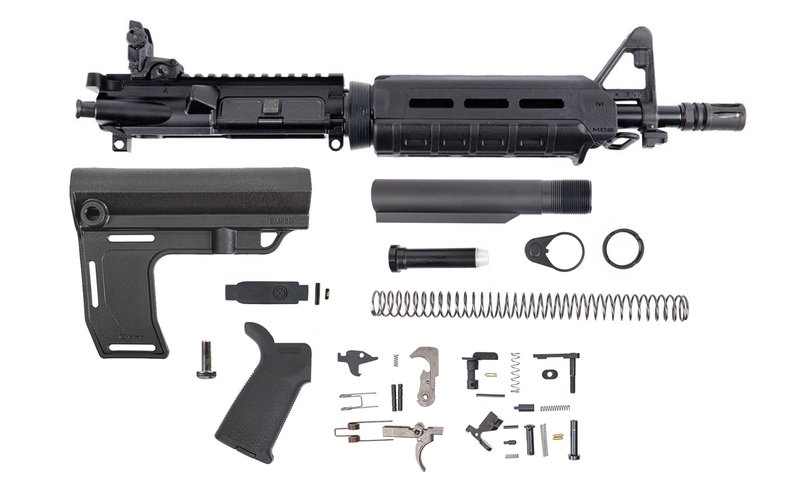 PSA 10.5 inch Carbine-Length 5.56 NATO 1/7 Nitride MFT Battlelink MOE EPT Pistol Kit with MBUS Rear