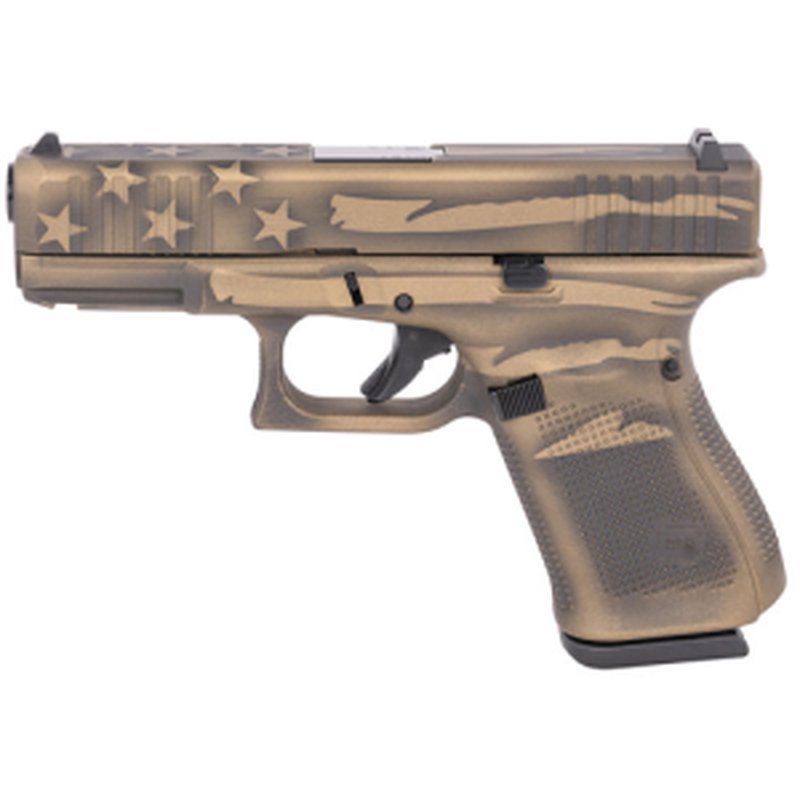 Glock G19 Gen5 9mm 4.02in 15rd Coyote Battle Worn Flag Cerakote
