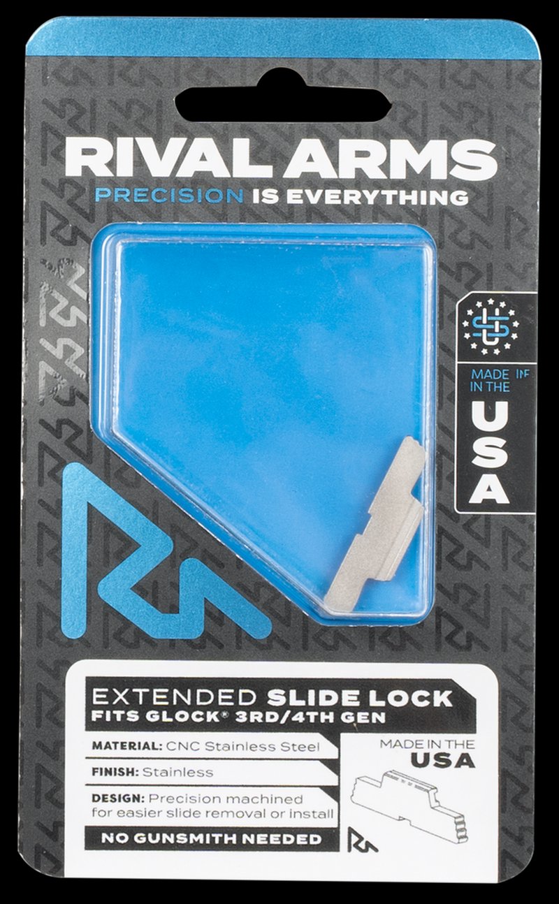 RIVAL ARMS Extended Slide Lock Glock Gen 3/4 CNC Stainless Steel RA80G001D