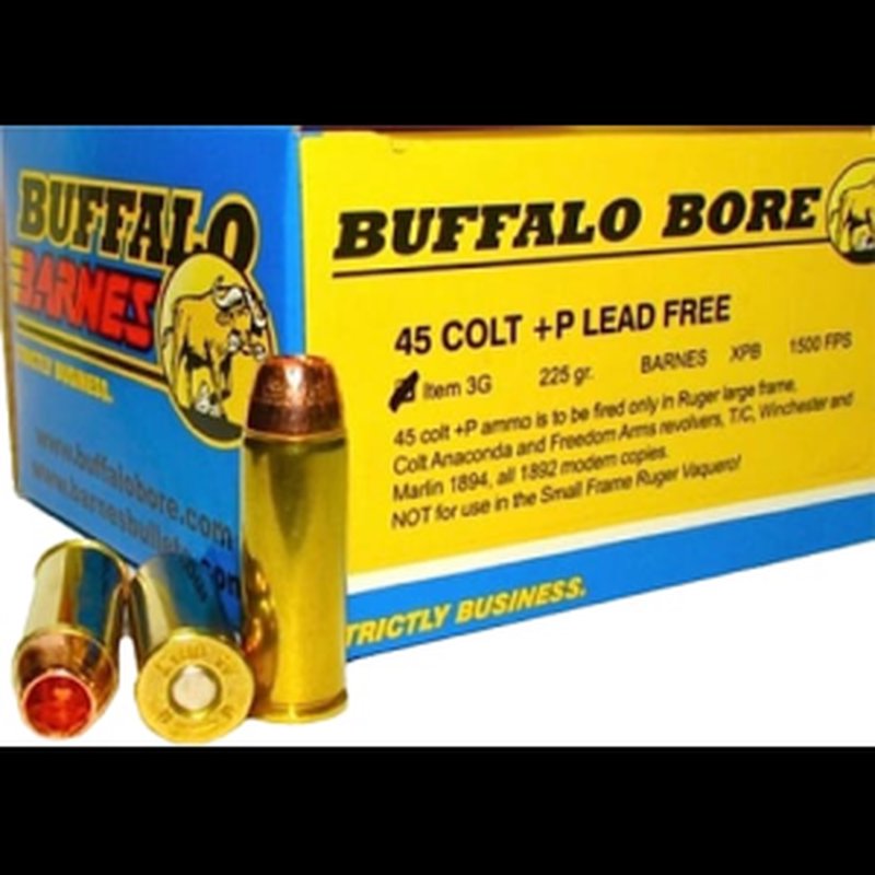 Buffalo Bore Ammunition 3G/20 45 Colt +P Lead-Free Barnes XPB 225 GR 20rd Box