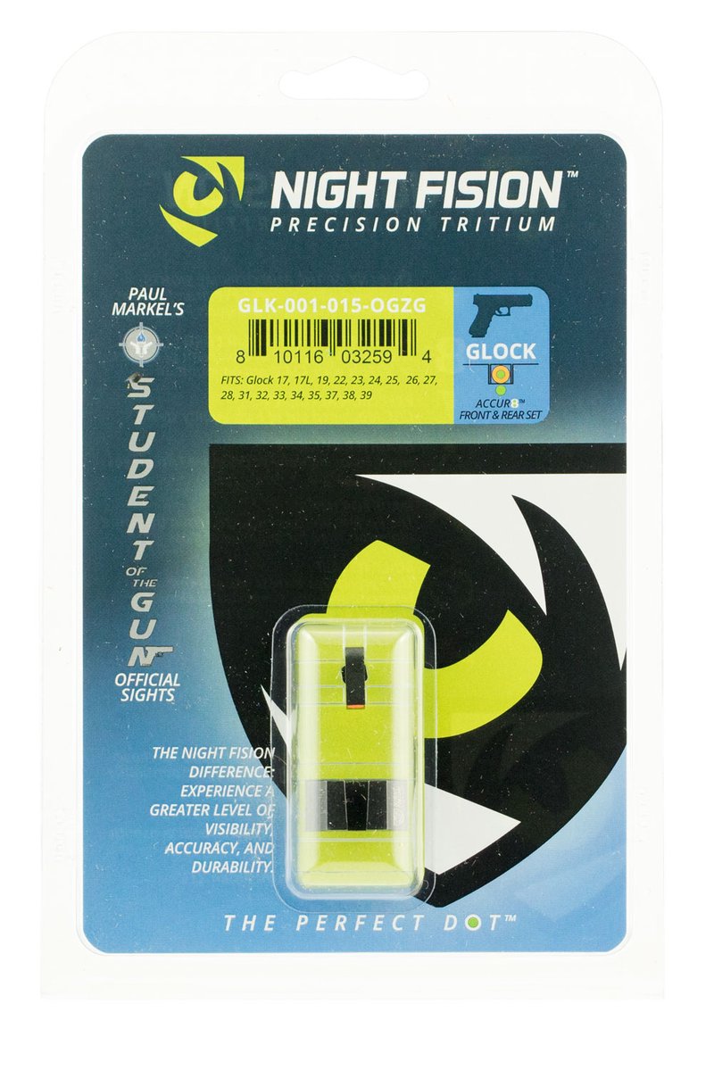 Night Fision Glock Night Sight Set - Green/Orange Square Outline
