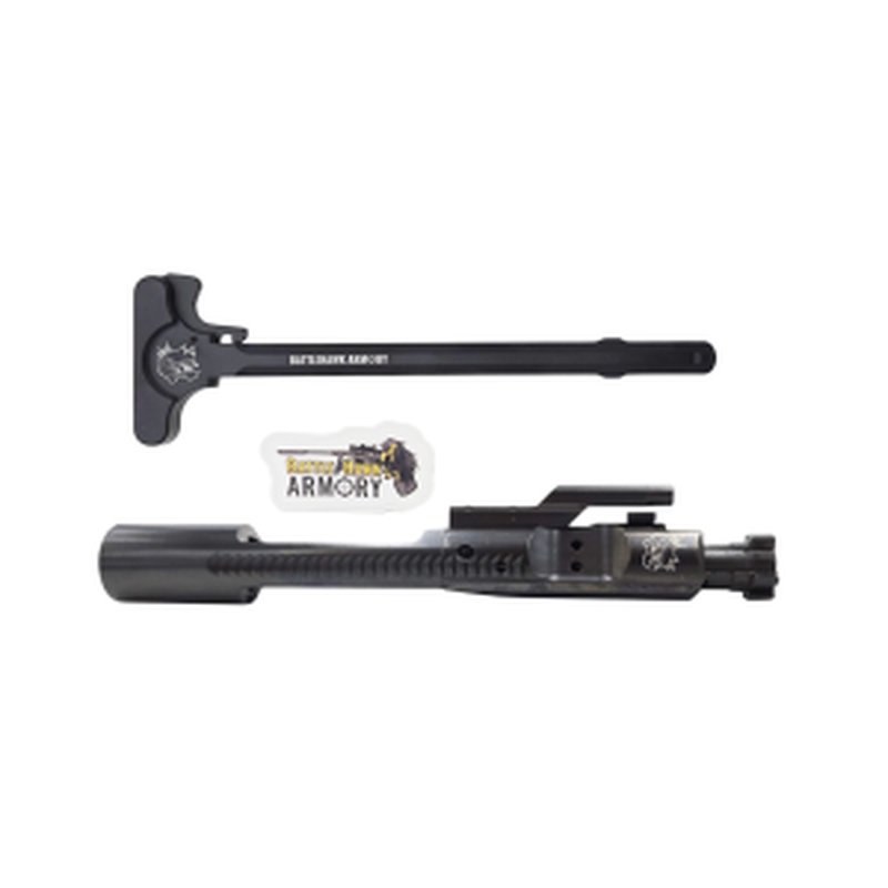 BHA Precision Complete AR-15 5.56/300 Black Nitride Logoed Bolt Carrier Group With AR-15 Mil-Spec Black Logoed Charging Handle