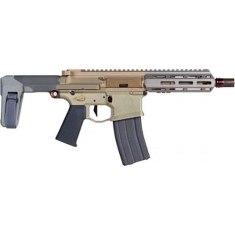 Q LLC Honey Badger, .300 Blackout, 7" Barrel, 30+1, Clear Anodized, Grey Furniture, Radian Ambi Safety, Radian Charging Handle, w/  Adjustable Brace HB300BLK7PISTOL