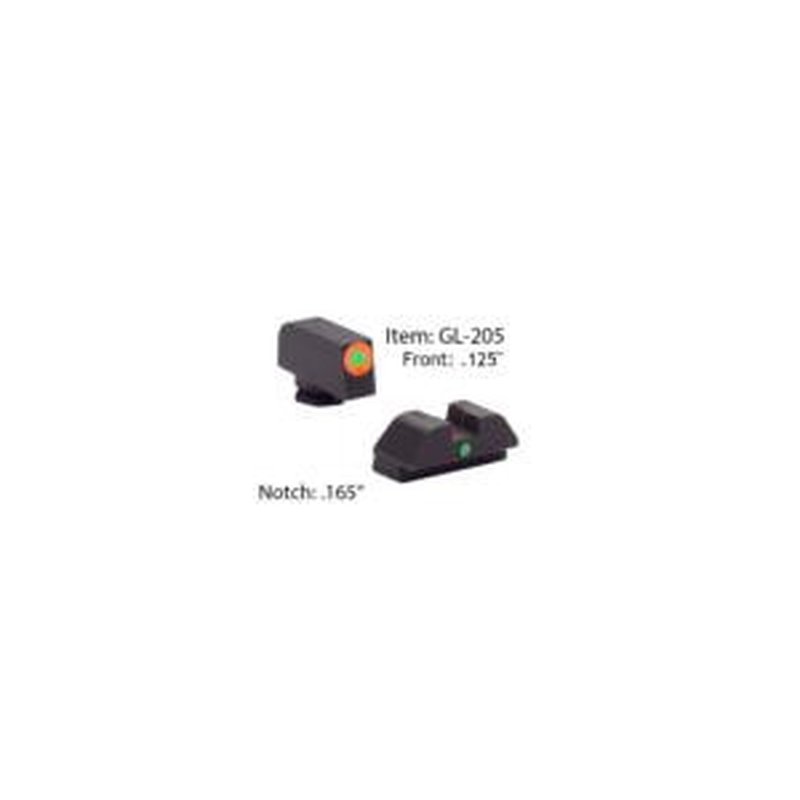AmeriGlo GL205 i-Dot Night Sights for Glock 42/43 (Steel) Green/Orange Outline