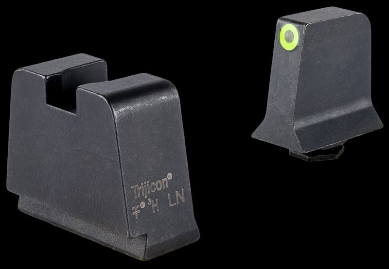 Trijicon GL243C601147 Suppressor/Optic Height Sights Glock 42-43 Slim Frame Front Sight Green Tritium Yellow Outline Rear Sight