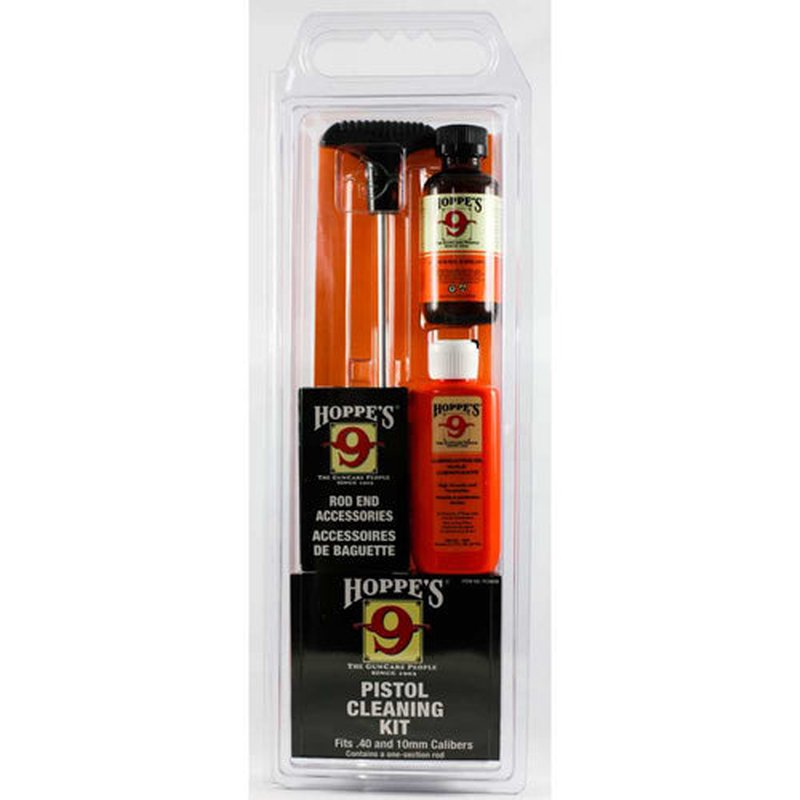 Hoppe's HOPPCO40B .40/10mm pistol cleaning kit w/ aluminum rod, No. 9 solvent & oil