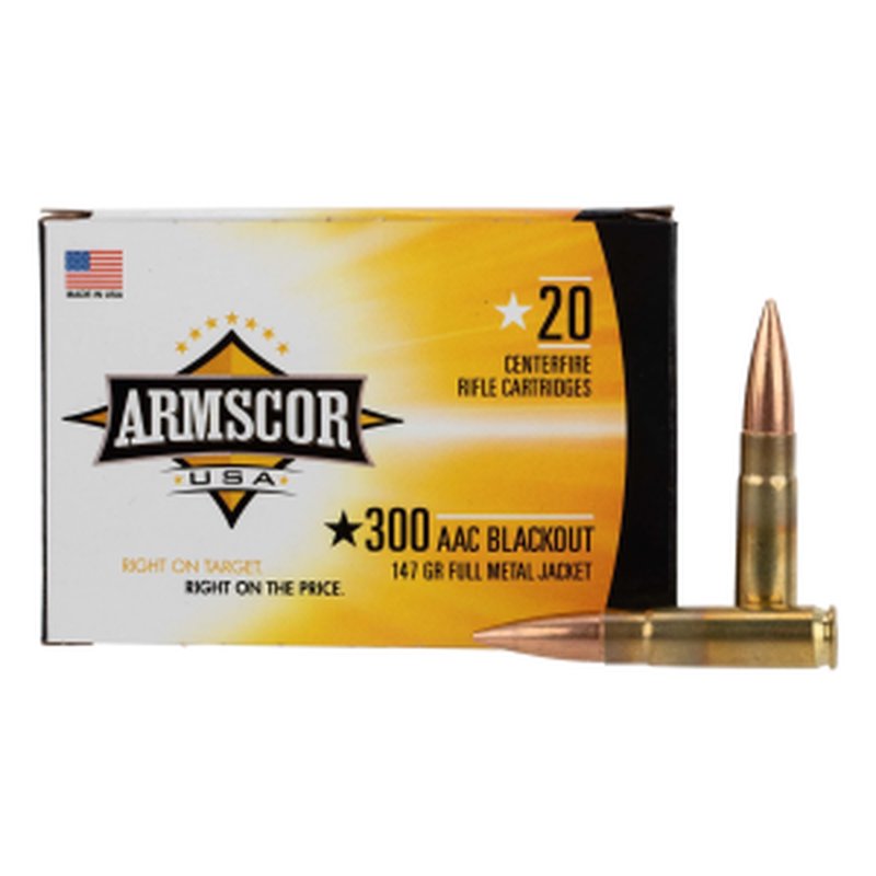 Armscor 147 Gr FMJ 300 Blackout Ammunition 20 Rounds