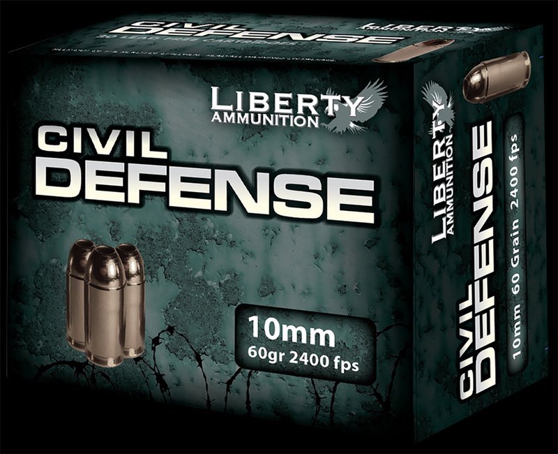 Liberty Civil Defense 10mm Auto 60gr Fragmenting Hollow Point Ammo 20rd