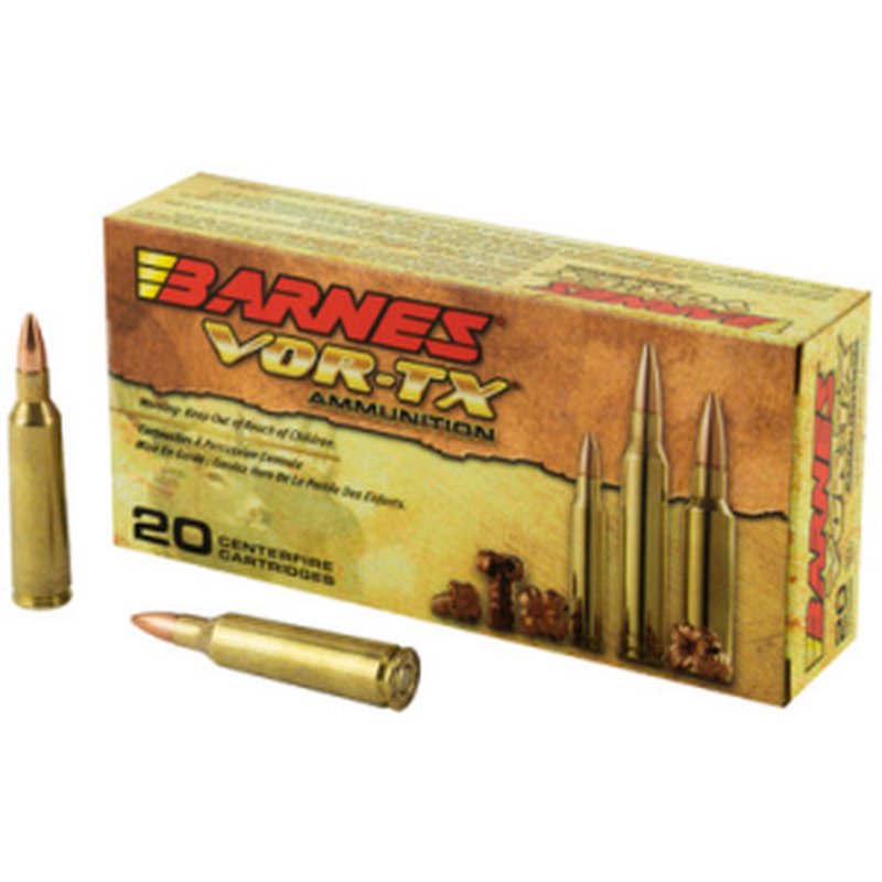 Barnes VOR-TX Rifle Ammunition for .22-250 Remington, 50 Grain TSX Flat Base (20 Rounds)