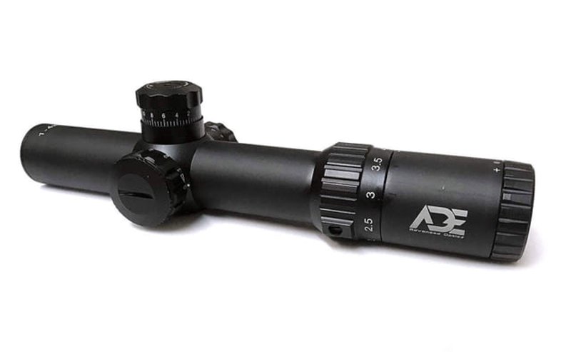 ADE Advanced Optics 1-4x24mm SFP Illuminated Mil Dot Gen 2 Matte Black Riflescope