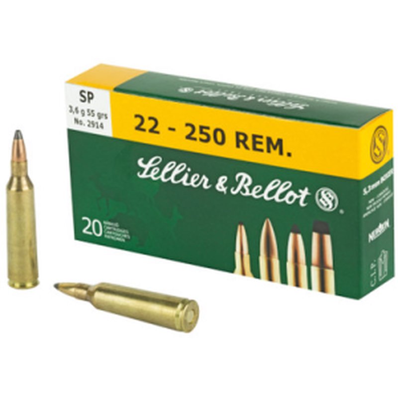 Sellier & Bellot SB22250B .22-250 Rem 55gr Soft Point Rifle Ammo 20 Rounds