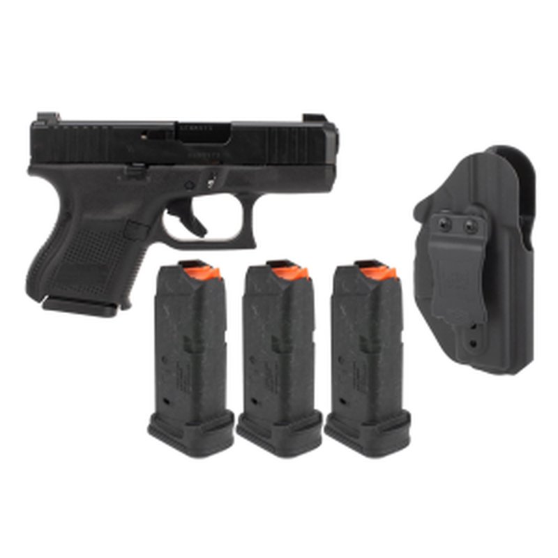 Glock Blue Label 26 Gen 5 9mm Night Sights with LAG Ambidextrous Holster and 3 Magpul PMAG GL9 12rd Magazines