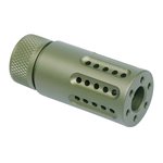Guntec USA AR-15 Micro Slip Over Barrel Shroud Multi Port Muzzle Brake 9mm 1/2x36 Anodized Green