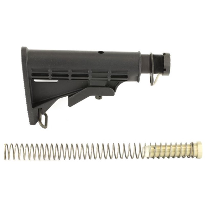 LBE Unlimited AR15 Complete Stock Kit w/ Contains Mil-Spec Stock Buffer Tube Castle Nut and Lock Plate Black