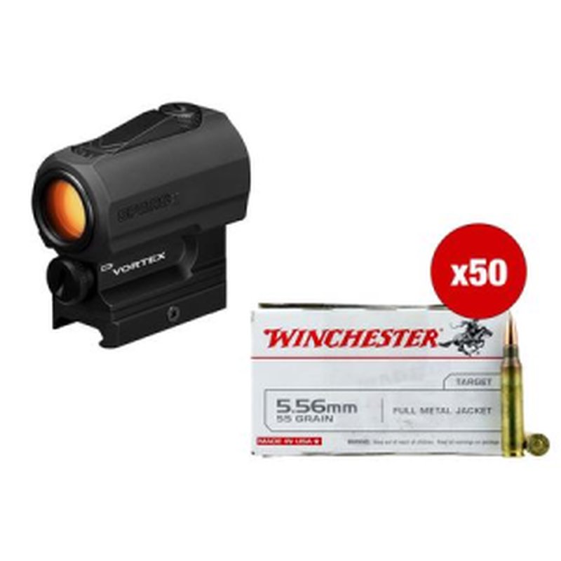 Sportsmans Essentials SPARC II AR Red Dot with Winchester 5.56 Ammo Bundle