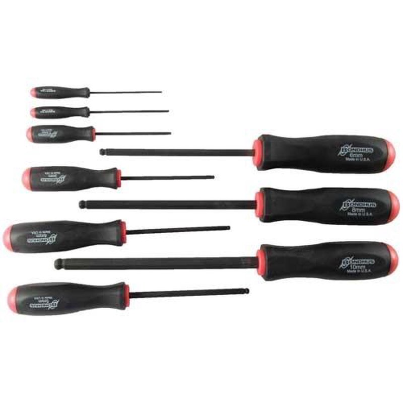 Bondhus 9-Piece Metric Hex Screwdriver Set 1.5mm–10mm