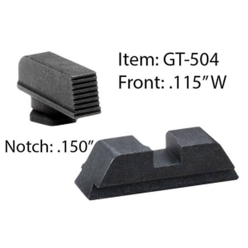 Ameriglo Defoor Performance Black Sight Set for Glock 17-39 Front Width .115" Rear Notch .150"