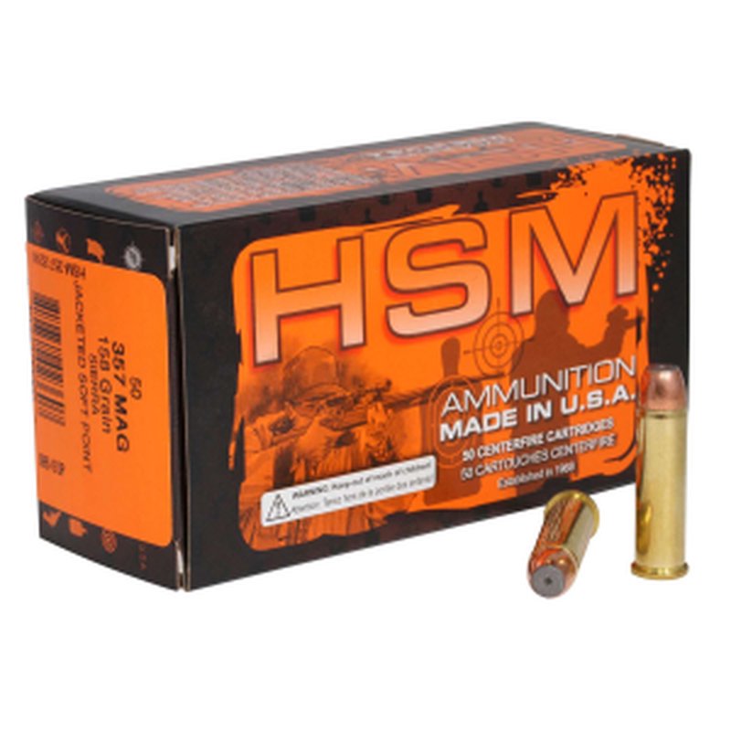 HSM Pro Pistol 158gr JSP .357 Magnum Ammo 50/Pack