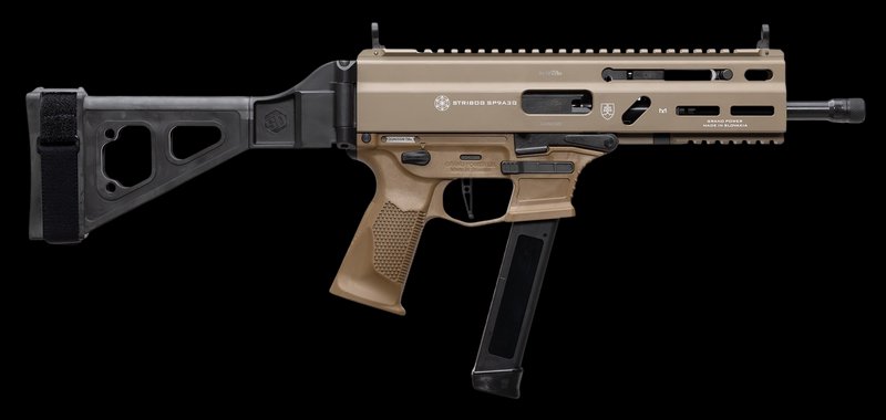 Grand Power Stribog SP9A3G 9mm Pistol with 8" Threaded Barrel Flat Dark Earth
