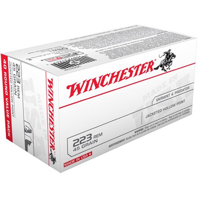 Winchester USA 223 Rem 45gr JHP Ammunition 40 Round Box