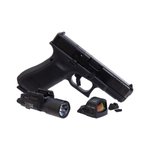 Glock Blue Label G45 MOS 9mm Pistol with Holosun HS507C-X2 Pistol Red Dot Sight, ACSS Vulcan Reticle, AmeriGlo Suppressor Height Sights, SureFire X300U-A Ultra