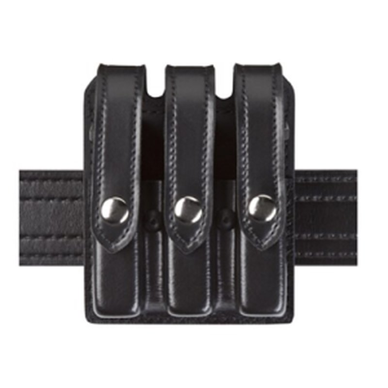 Safariland 777 Slimline Triple Magazine Pouch Fits GLOCK 17/22 - Nylon Look Black with Black Snap