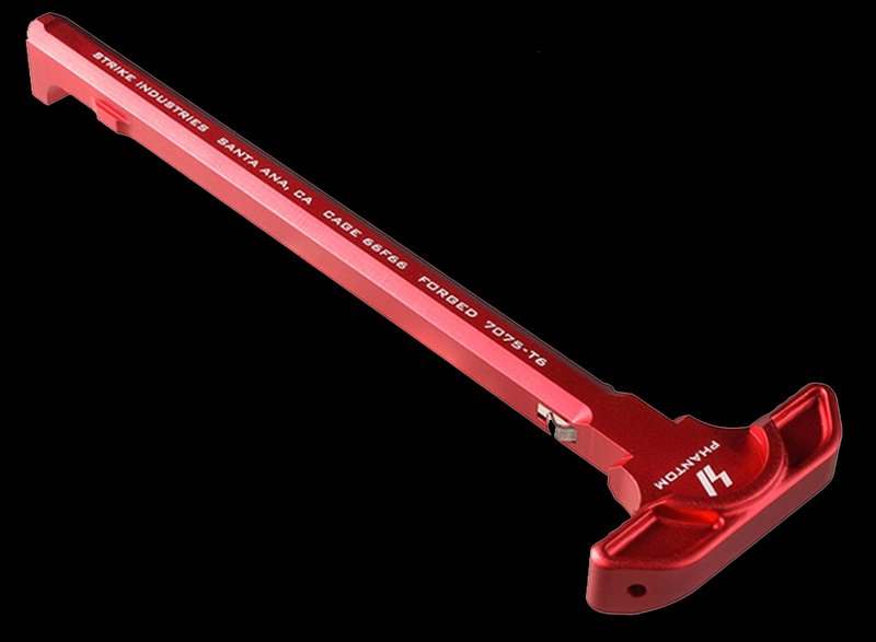 Strike Latchless Charging Handle Mil-Spec AR-15 Forged 7075 Aluminum Red Anodized ARSLCHRED