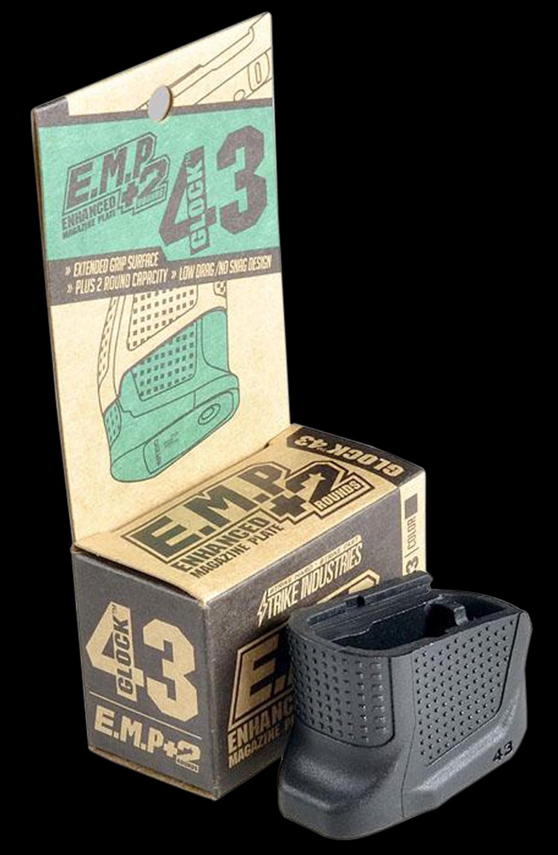 Strike Industries EMPG43B Enhanced Magazine Plate +2 for Glock 43