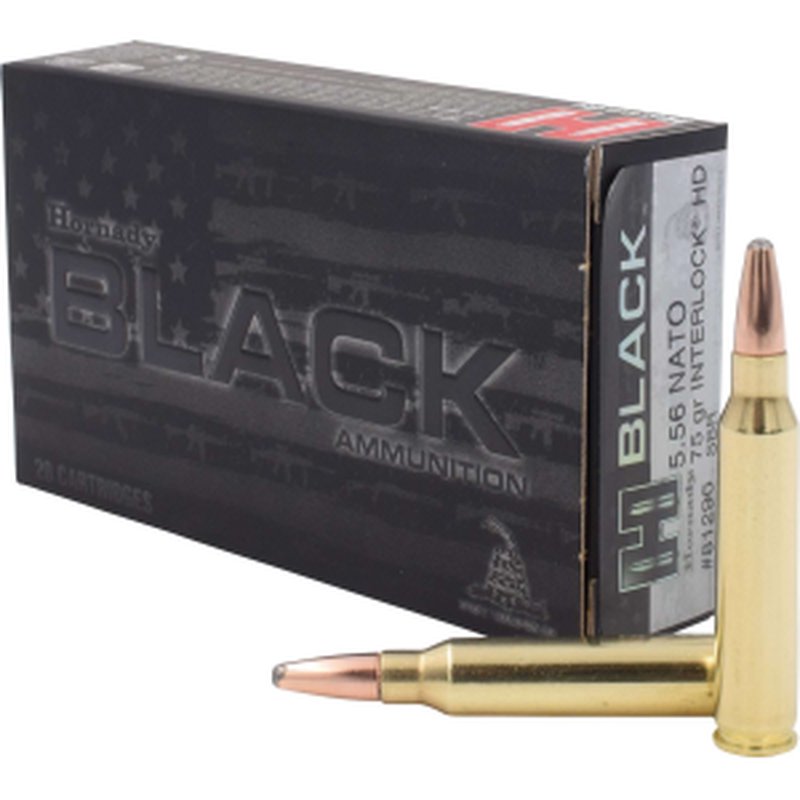 Hornady Black InterLock Heavy Duty 75 grain 5.56x45mm NATO Ammunition
