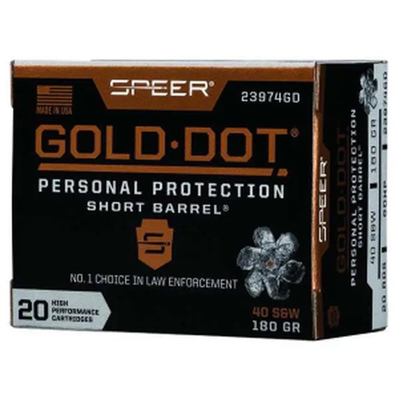 Speer Gold Dot Personal Protection 40 S&W 180 Grain Hollow Point Ammunition